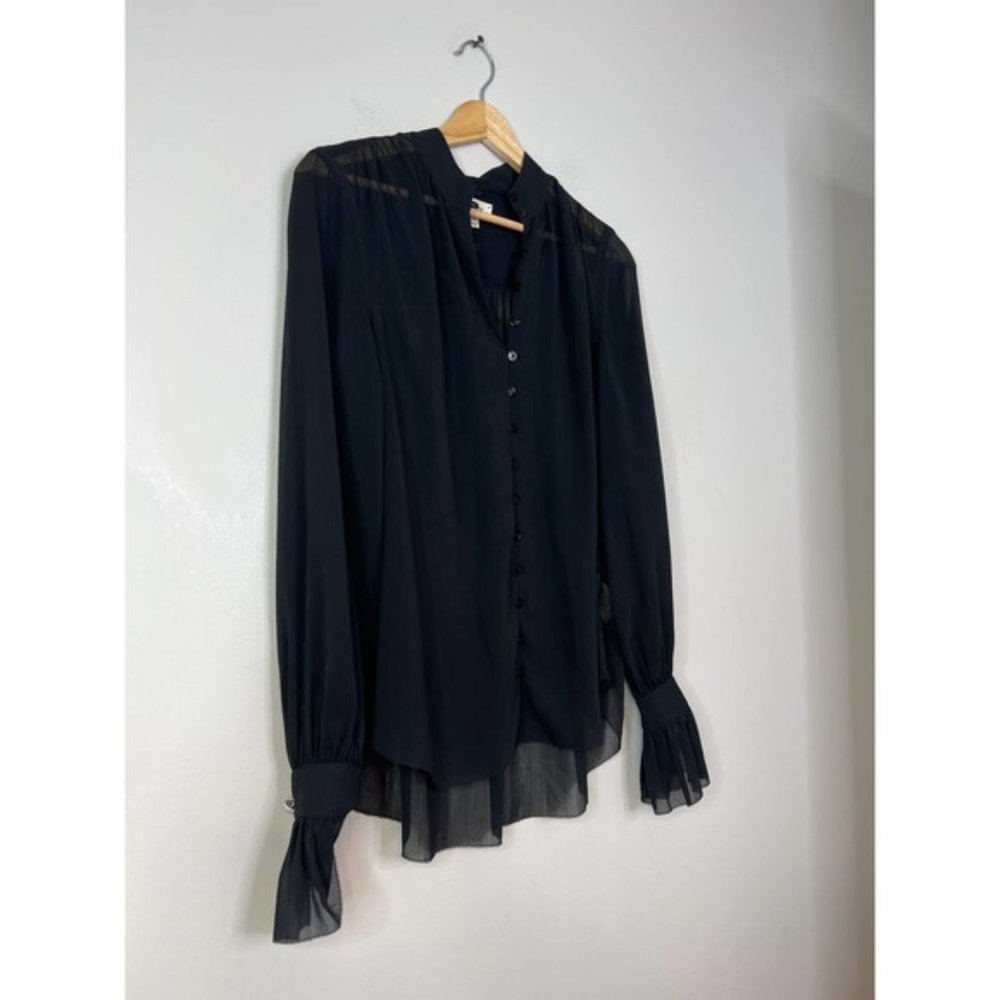 L'Agence Balloon Long Sleeved Sheer Blouse Women's Black Size: XS NWOT - Picture 3 of 7